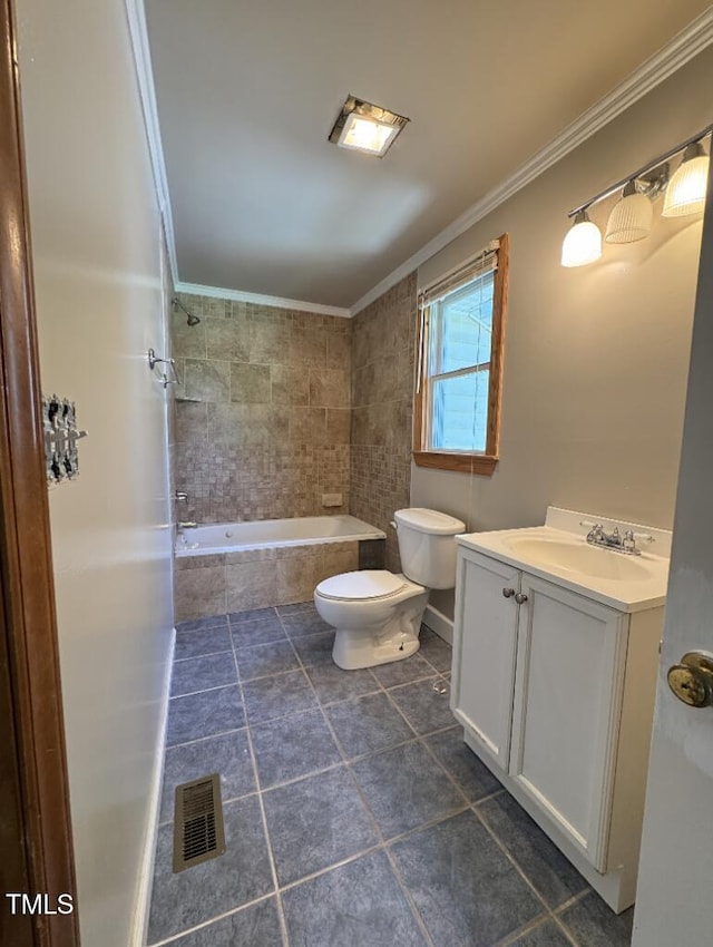 111 Marshay Meadow Rd, Youngsville, NC 27596 - full bathroom with ornamental molding, tile patterned floors, vanity, and tiled shower / bath