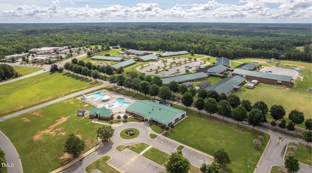 112 Nelson Ln, Clayton, NC 27527 - bird's eye view of a heavily wooded area and a pool area