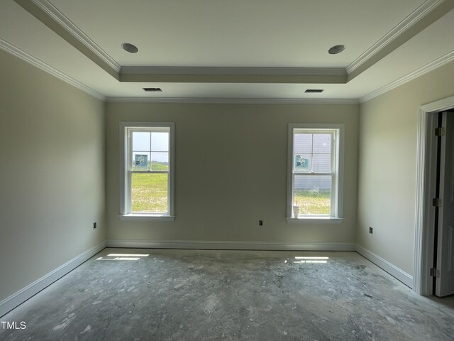 506 S Vance St, Fremont, NC 27830 - empty room with a raised ceiling, ornamental molding, and baseboards