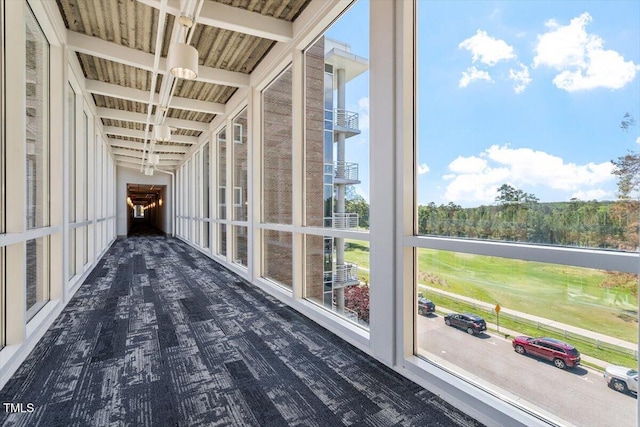 view of unfurnished sunroom