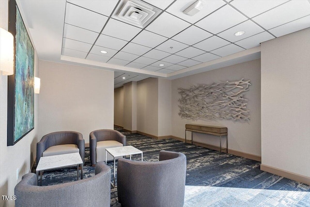 building lobby with a drop ceiling