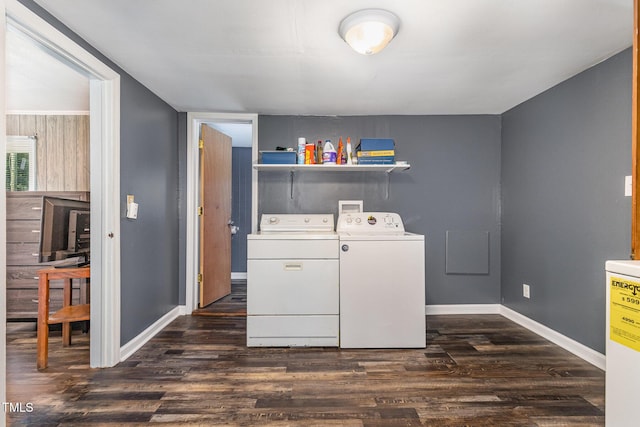 1169 Clayhole Rd, Dunn, NC 28334 - washroom with washer and clothes dryer and dark wood-style flooring