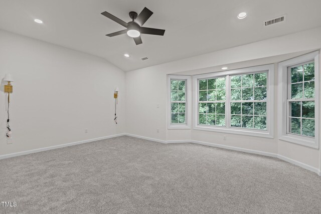100 Citrus Pl, Cary, NC 27519 - spare room with recessed lighting, a ceiling fan, carpet flooring, baseboards, and vaulted ceiling