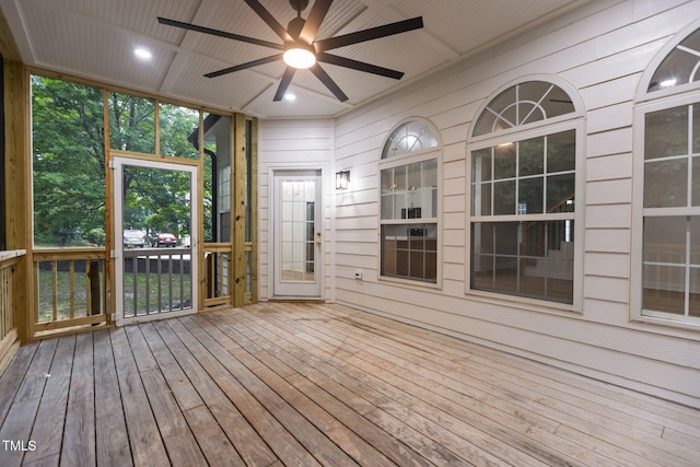 100 Citrus Pl, Cary, NC 27519 - unfurnished sunroom with a ceiling fan