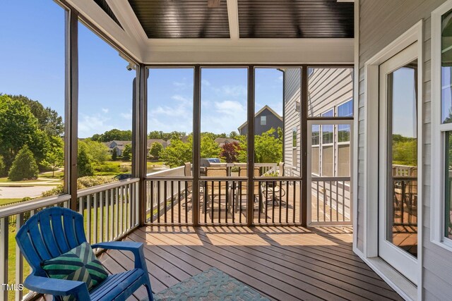 view of unfurnished sunroom