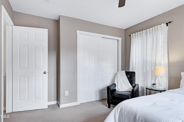 1141 Brookhill Way, Cary, NC 27519 - carpeted bedroom with a closet, baseboards, and a ceiling fan