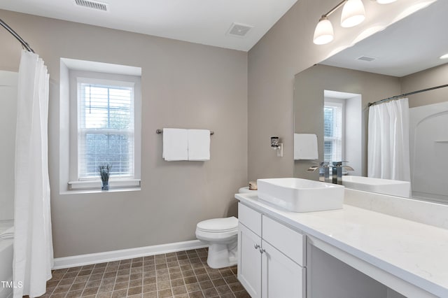 1141 Brookhill Way, Cary, NC 27519 - bathroom with baseboards, toilet, vanity, and a shower with shower curtain