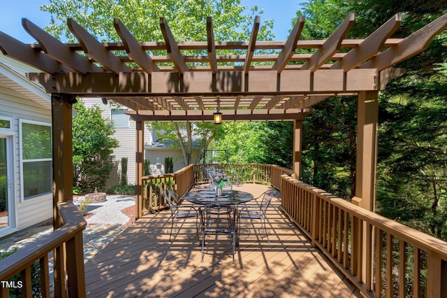1141 Brookhill Way, Cary, NC 27519 - wooden deck featuring a pergola and outdoor dining area