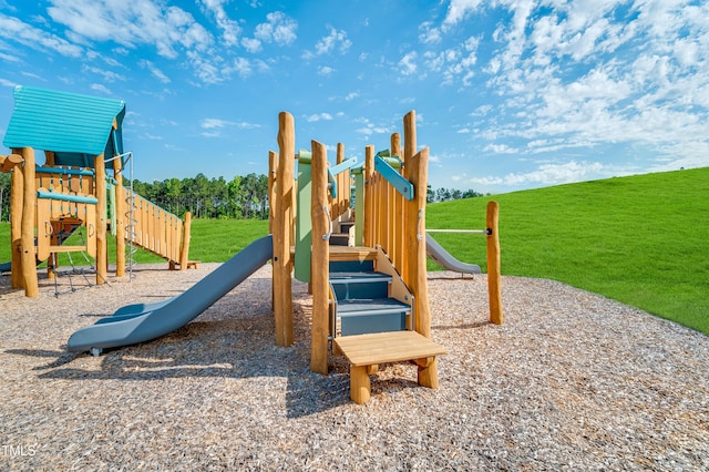 community playground with a lawn