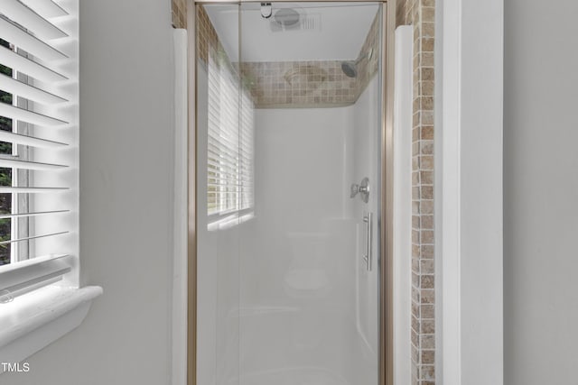 bathroom featuring a shower stall