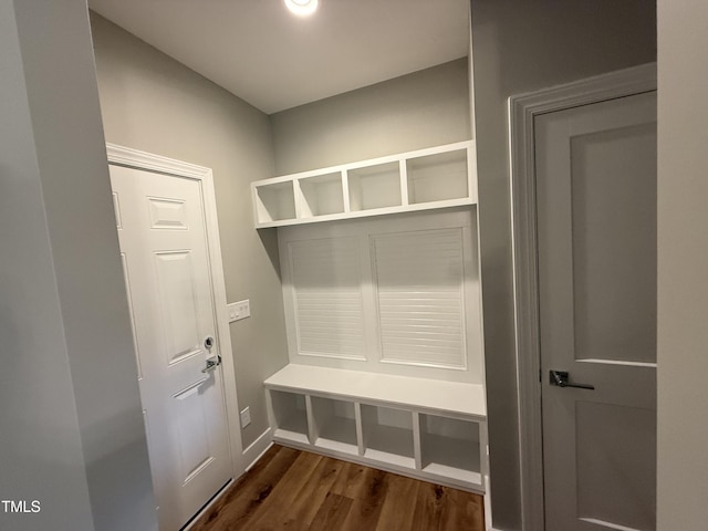 509 Olive Branch Rd, Durham, NC 27703 - mudroom with dark wood-style flooring and baseboards