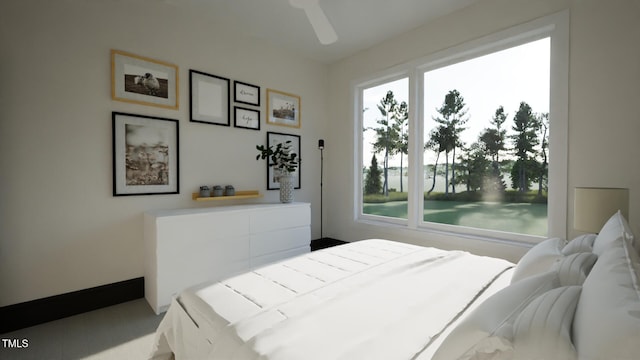 bedroom featuring ceiling fan