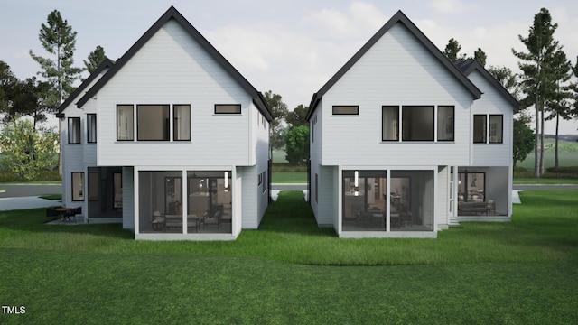 back of property with a yard