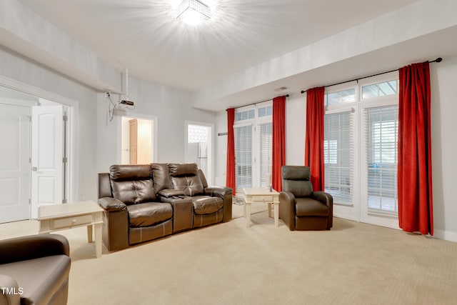 living room with carpet floors