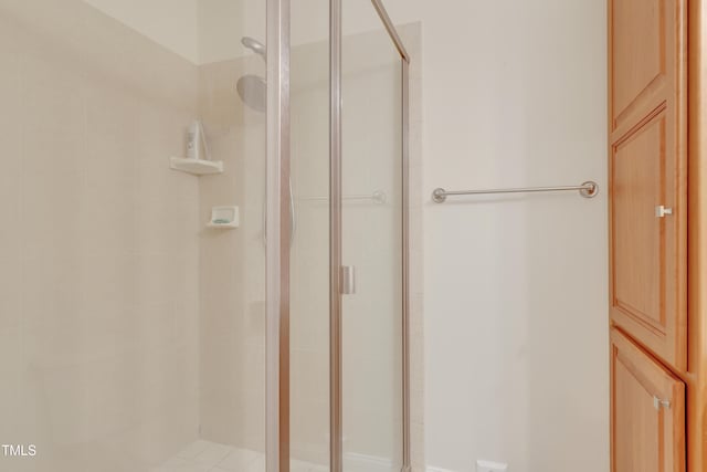 bathroom with a stall shower