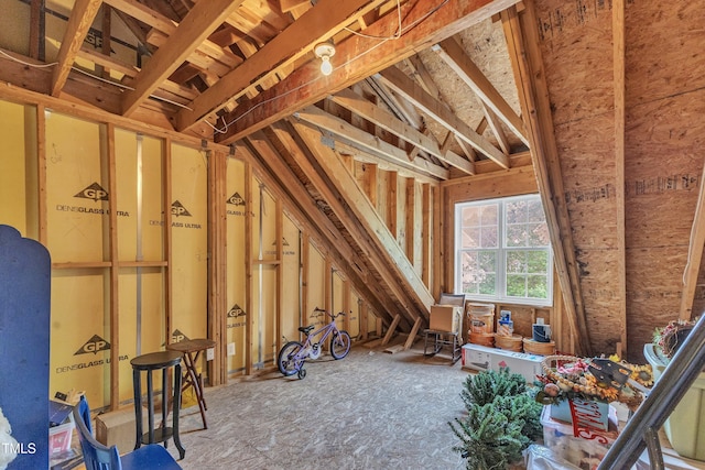view of unfinished attic