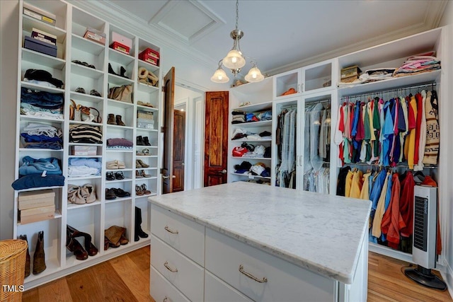 76 Soundside Dr, Oriental, NC 28571 - spacious closet with attic access, beverage cooler, and light wood-type flooring