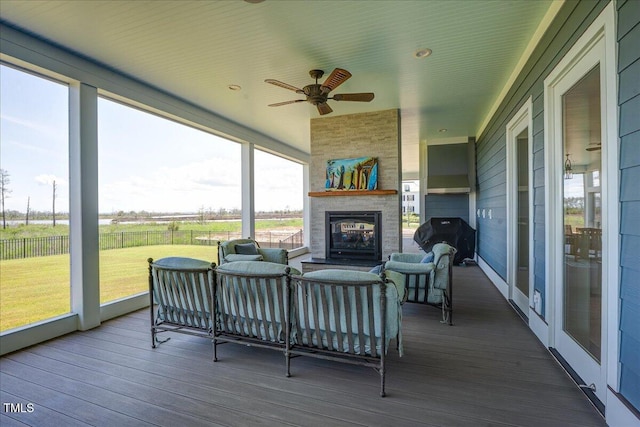 76 Soundside Dr, Oriental, NC 28571 - wooden deck featuring outdoor lounge area and ceiling fan