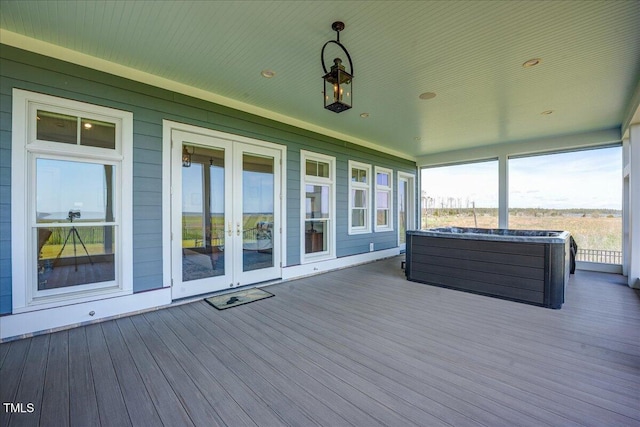 76 Soundside Dr, Oriental, NC 28571 - wooden terrace with a hot tub and french doors