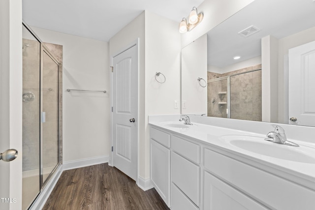 149 E Porthaven Way, Clayton, NC 27527 - bathroom with a sink, a shower stall, and visible vents