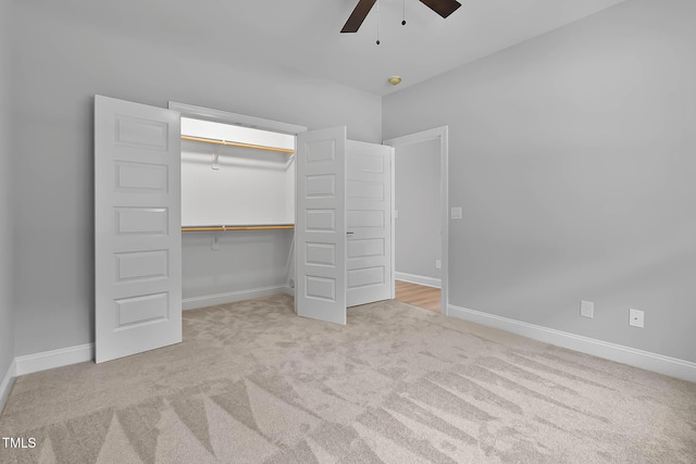 1412 Sagamore Dr, Louisburg, NC 27549 - unfurnished bedroom with carpet flooring, a closet, and ceiling fan