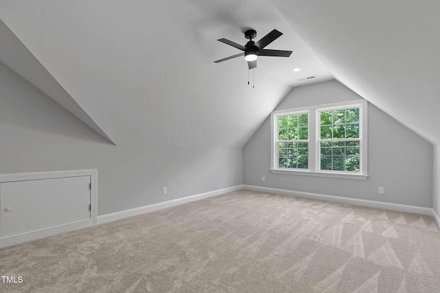 1412 Sagamore Dr, Louisburg, NC 27549 - bonus room featuring lofted ceiling, carpet, a ceiling fan, and recessed lighting