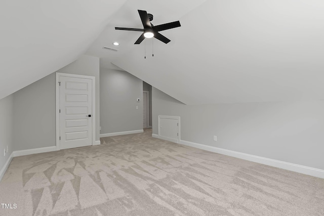 1412 Sagamore Dr, Louisburg, NC 27549 - bonus room with light colored carpet, lofted ceiling, and ceiling fan