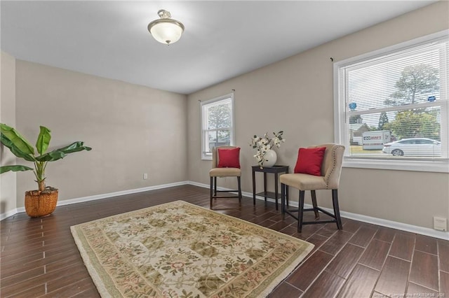 6750 Weeping Water Run, Fayetteville, NC 28314 - sitting room featuring baseboards and wood tiled floor