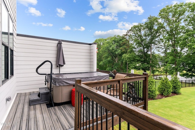 1229 Perry Bluff Dr, Wake Forest, NC 27587 - wooden deck with a hot tub
