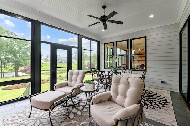 1229 Perry Bluff Dr, Wake Forest, NC 27587 - sunroom / solarium featuring ceiling fan and plenty of natural light
