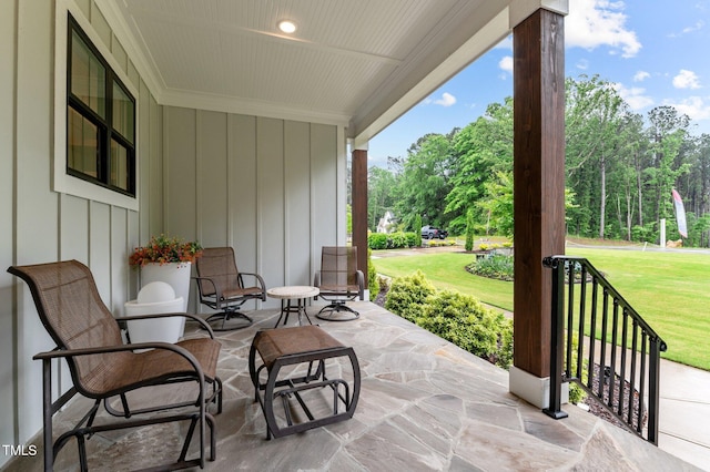 1229 Perry Bluff Dr, Wake Forest, NC 27587 - view of patio / terrace with covered porch and view of scattered trees