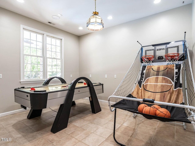 91 E Walker Woods Ln, Clayton, NC 27527 - game room with recessed lighting, baseboards, and light tile patterned floors