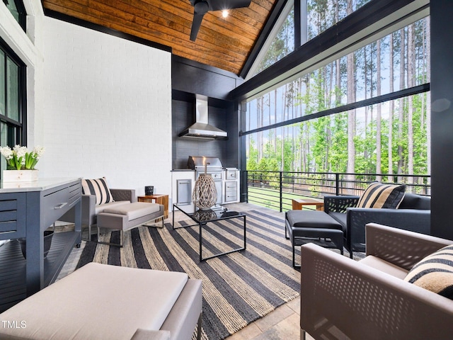 604 Dappled Pine Ave, Durham, NC 27713 - view of patio with an outdoor hangout area, exterior kitchen, and a ceiling fan