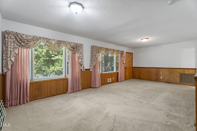 5517 Spring Rd, Raleigh, NC 27603 - carpeted spare room featuring a wainscoted wall, a textured ceiling, and wood walls