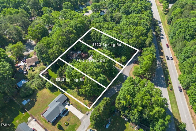 5517 Spring Rd, Raleigh, NC 27603 - aerial overview of property's location featuring property parcel outlined