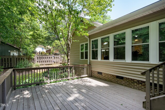 wooden terrace with fence