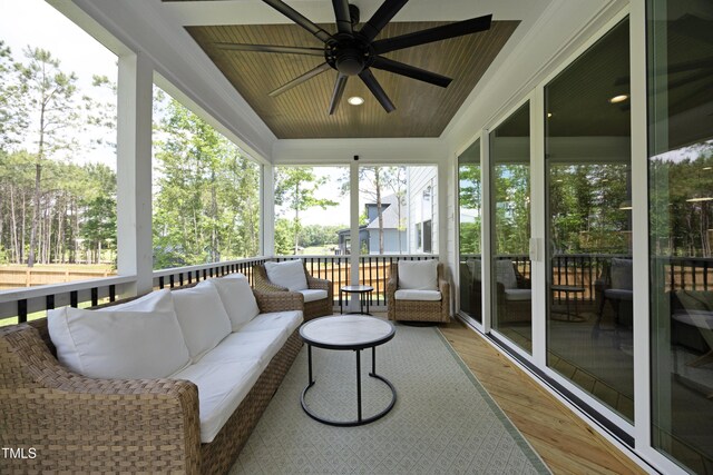 2200 Mays Crossroads Rd, Louisburg, NC 27549 - sunroom / solarium with ceiling fan and outdoor lounge area