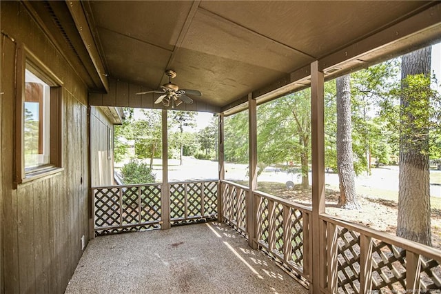view of patio with a ceiling fan and covered porch