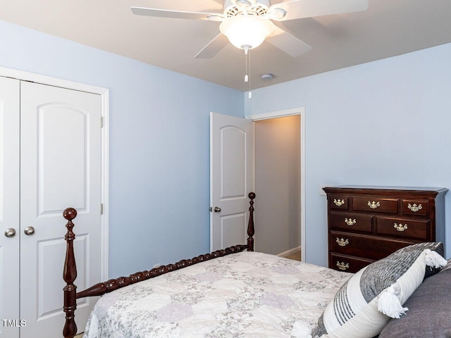 bedroom featuring ceiling fan
