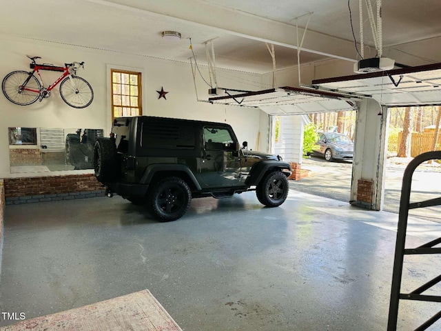 garage with a garage door opener