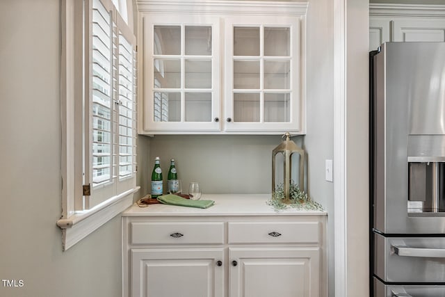 101 Parkbow Ct, Cary, NC 27519 - bar area featuring stainless steel fridge