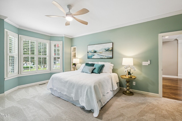 101 Parkbow Ct, Cary, NC 27519 - bedroom featuring crown molding, carpet floors, and a ceiling fan