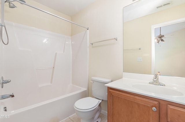 2111 Piney Brook Rd Unit 101, Raleigh, NC 27614 - bathroom with ceiling fan, vanity, tub / shower combination, and tile patterned floors