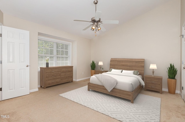 2111 Piney Brook Rd Unit 101, Raleigh, NC 27614 - bedroom with light carpet, lofted ceiling, and ceiling fan