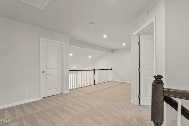 1745 Ripley Woods St, Wake Forest, NC 27587 - hall with light carpet, an upstairs landing, and recessed lighting