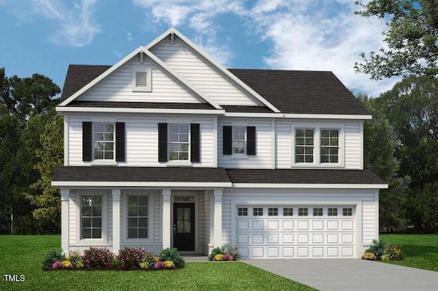 1913 Ballard Rd Unit 193, Fuquay Varina, NC 27526 - view of front of home with concrete driveway, an attached garage, a front yard, and roof with shingles
