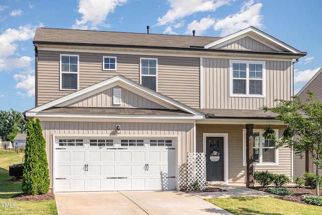 19 Cecina Ct, Clayton, NC 27527 - view of front of house featuring driveway, a garage, covered porch, and roof with shingles