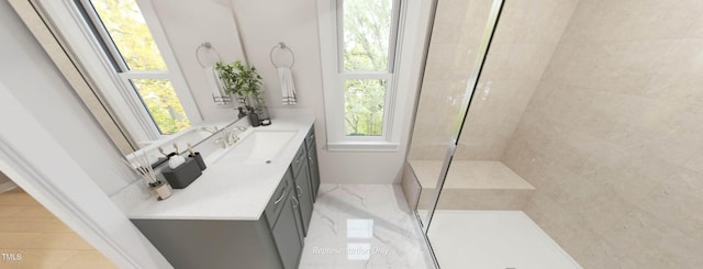 1891 Ballard Rd Unit 192, Fuquay Varina, NC 27526 - bathroom featuring a tile shower and vanity