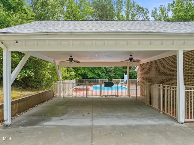 1514 Lawrence Rd, Creedmoor, NC 27522 - view of swimming pool with a water slide and ceiling fan