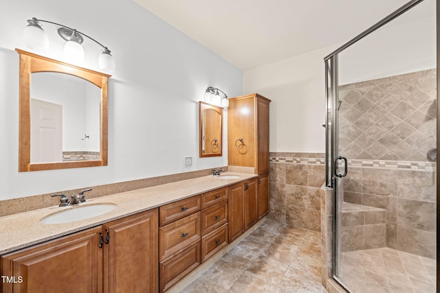 1514 Lawrence Rd, Creedmoor, NC 27522 - full bathroom featuring double vanity and a shower stall